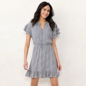 LC Lauren Conrad Double Ruffle Sleeve Fit & Flare Dress